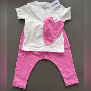 NWT Joah Love Los Angeles Pink Heart Baby Outfit 12M